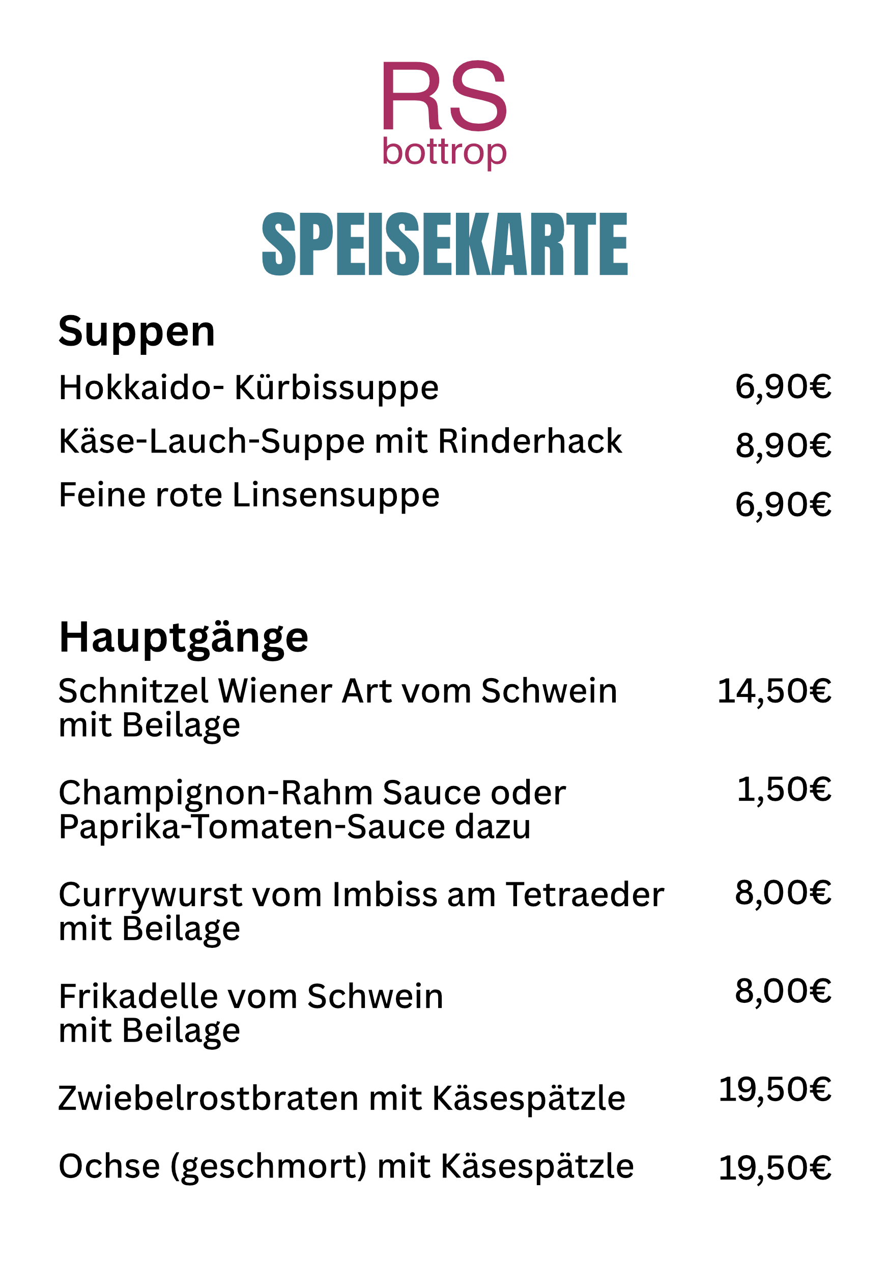 Speisekarte Seite 2