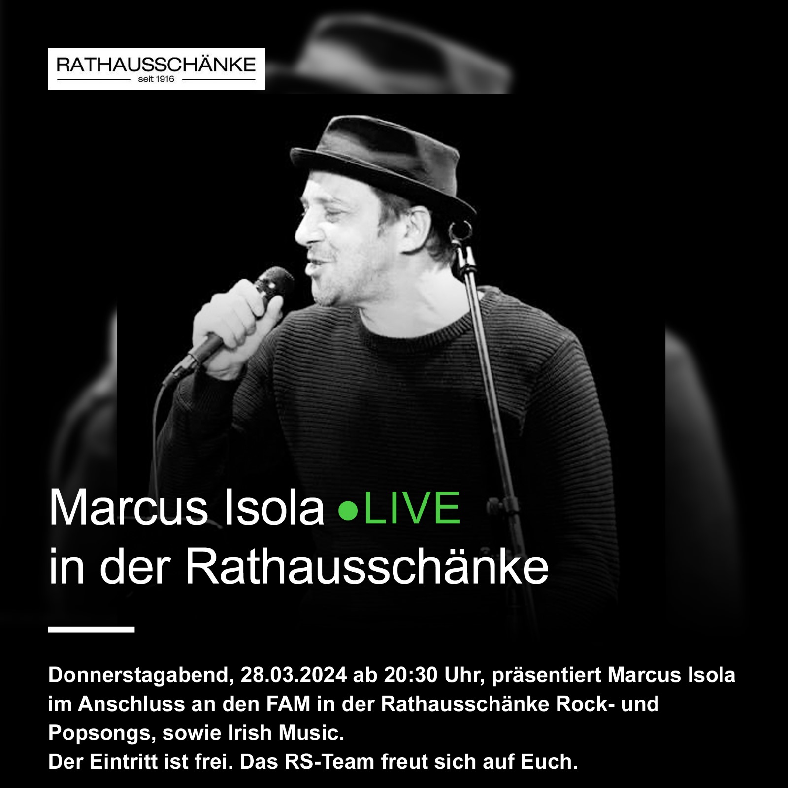 LIVE-Musik mit Marcus Isola nach dem FAM